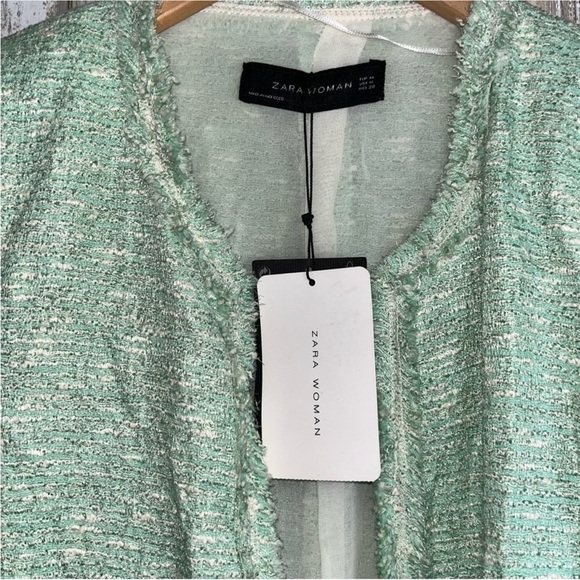 NWT Zara Fantasy Tweed Boucle Mint Button Blazer Rare - Picture 8 of 9